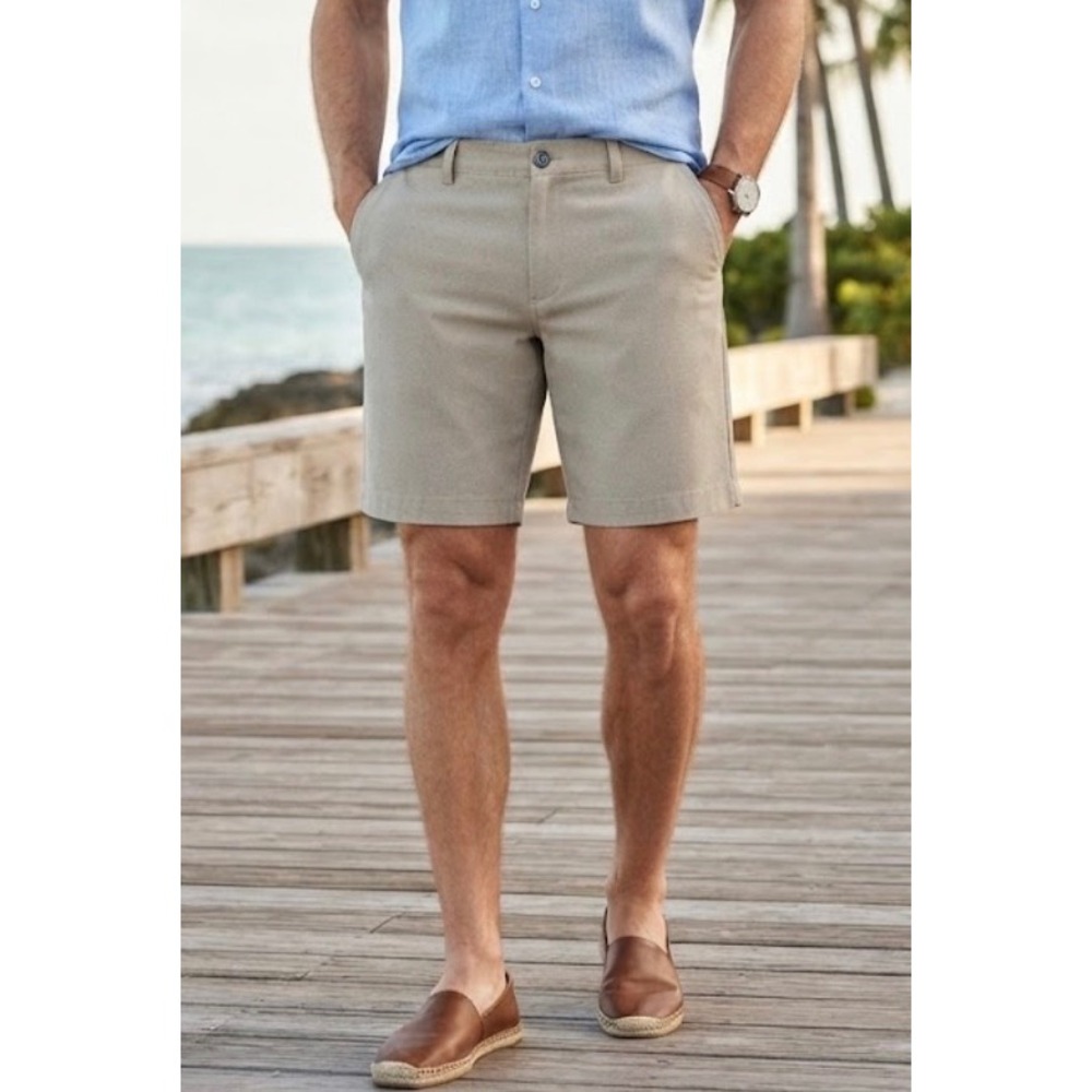 Volcom Surf & Turf Hybrid Shorts Mens 36 Tan Khaki 4-Way Stretch Boardshorts